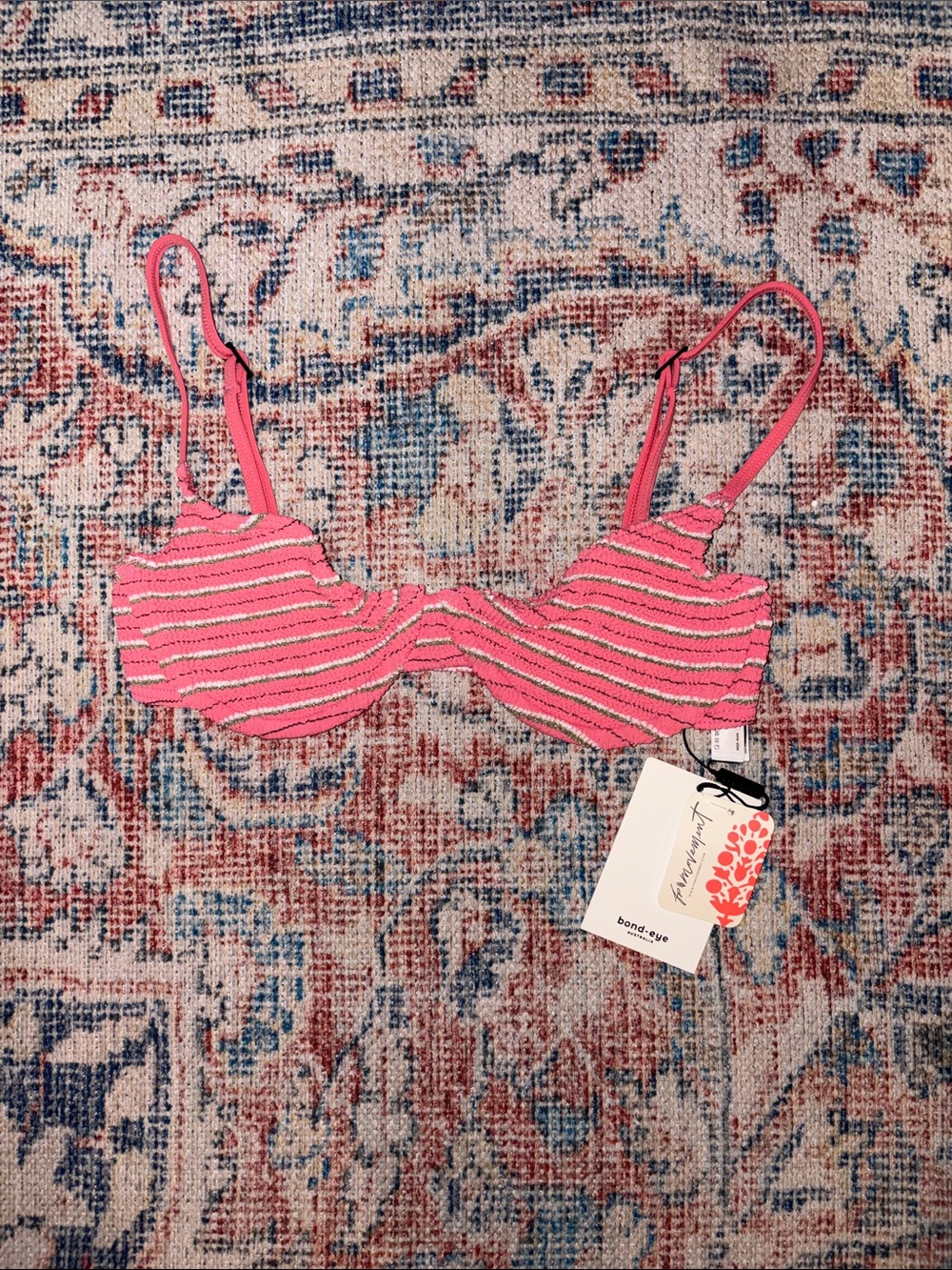 Bond Eye Gracie Stripe Underwire Balconette Bikini Top OS NWT - Picture 2 of 4